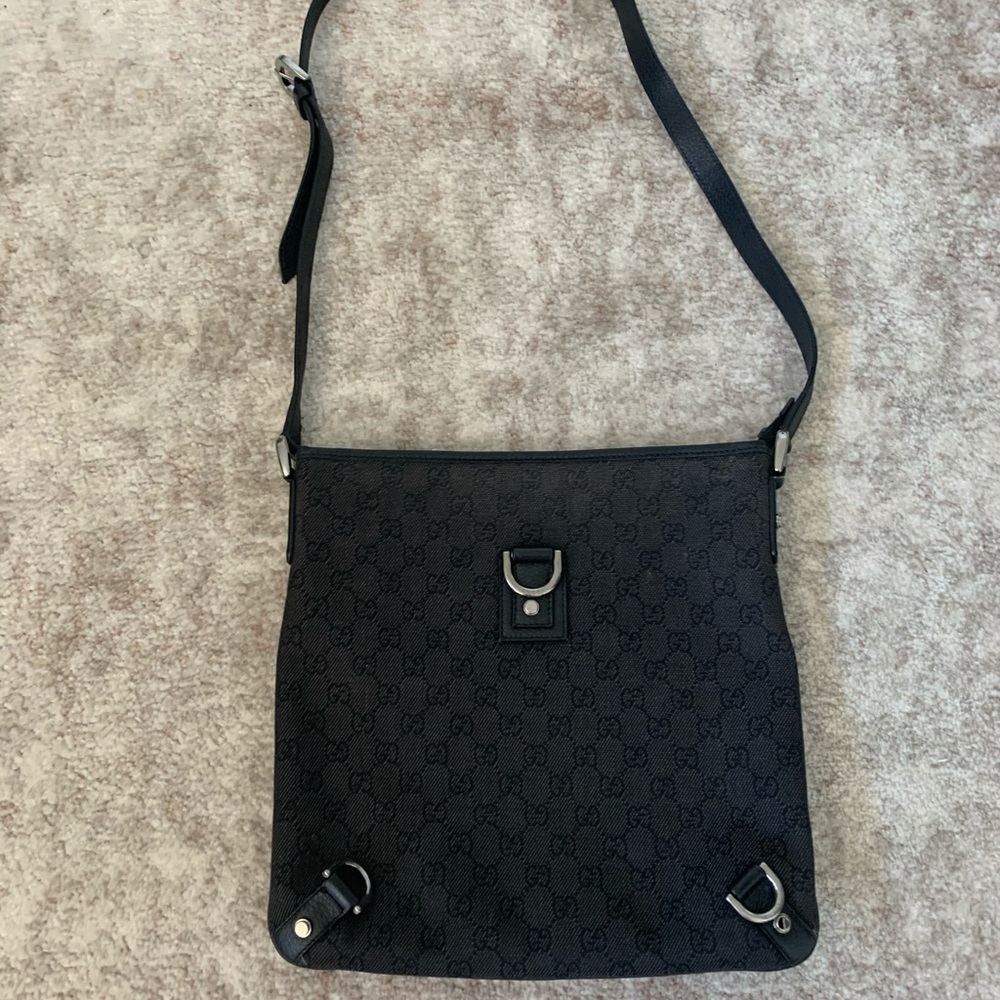 Authentic black Gucci monogram crossbody bag